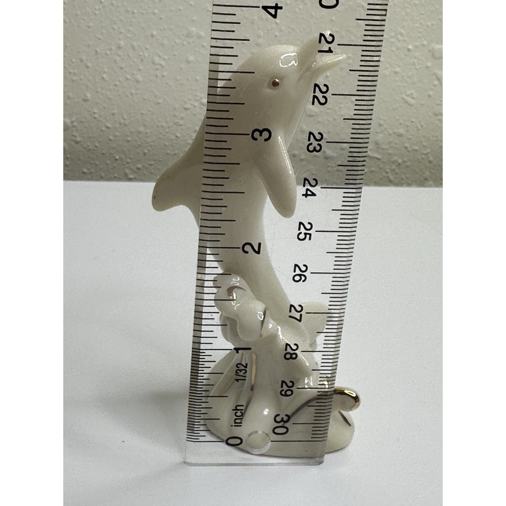 Lenox Jumping Waves Dolphin 4"  Ivory Bone China 24 K Gold Trim - Picture 6 of 6